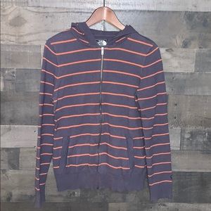 Orange and Gray The North Face Zip-Up Hoodie Sweater